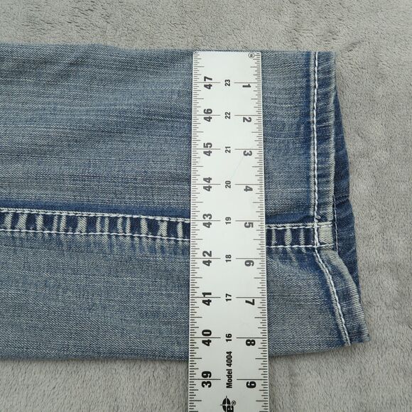 Request Jeans Mens Size 32x32 (34x33 Real) Blue Straight Leg Thick Stitch Denim - Picture 5 of 15